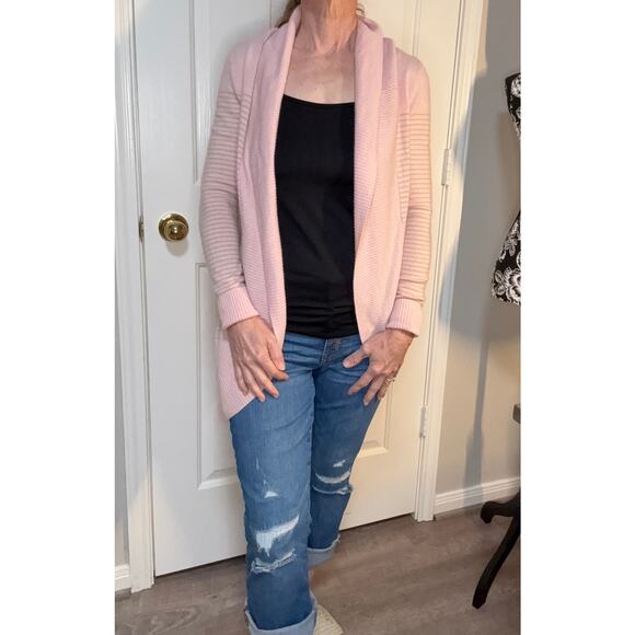 Juicy Couture Pink and Gold Stripe Open Front Cashmere Sweater - Picture 9 of 9